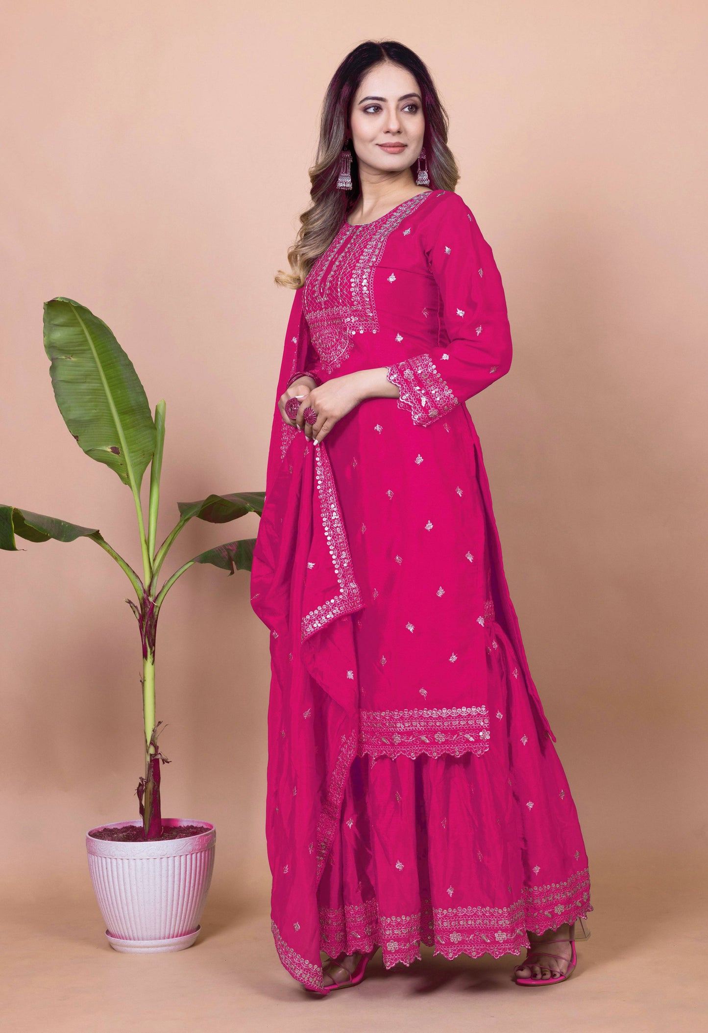 Lehenga Mart Designer Sharara Suit for women - Pink
