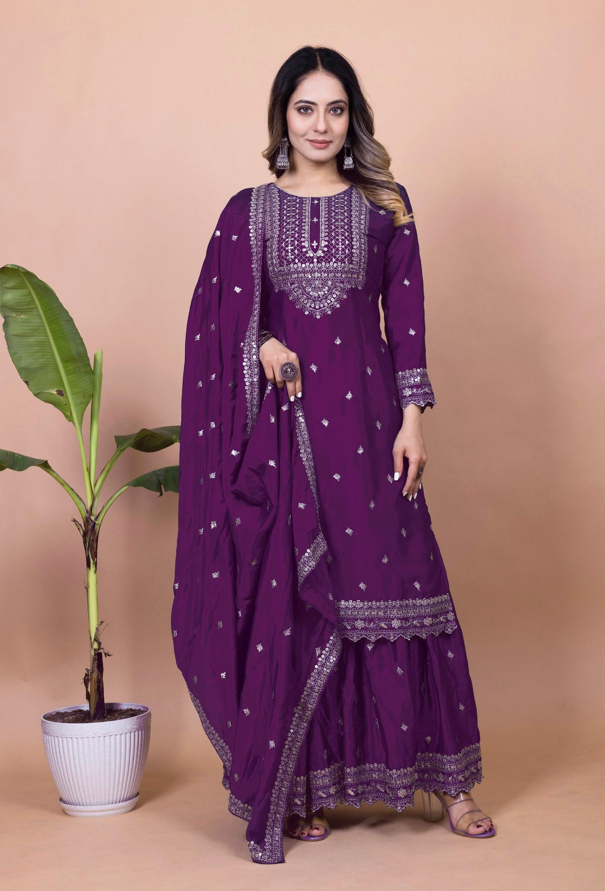 Lehenga Mart Designer Sharara Suit for women - Purple