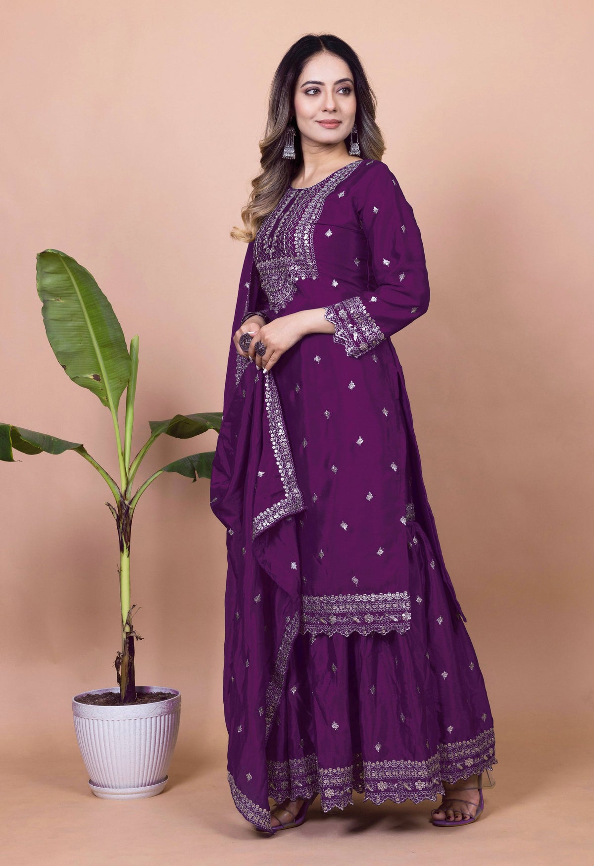 Lehenga Mart Designer Sharara Suit for women - Purple