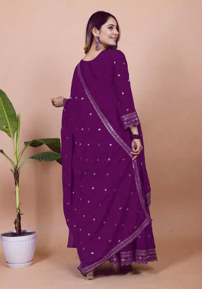 Lehenga Mart Designer Sharara Suit for women - Purple