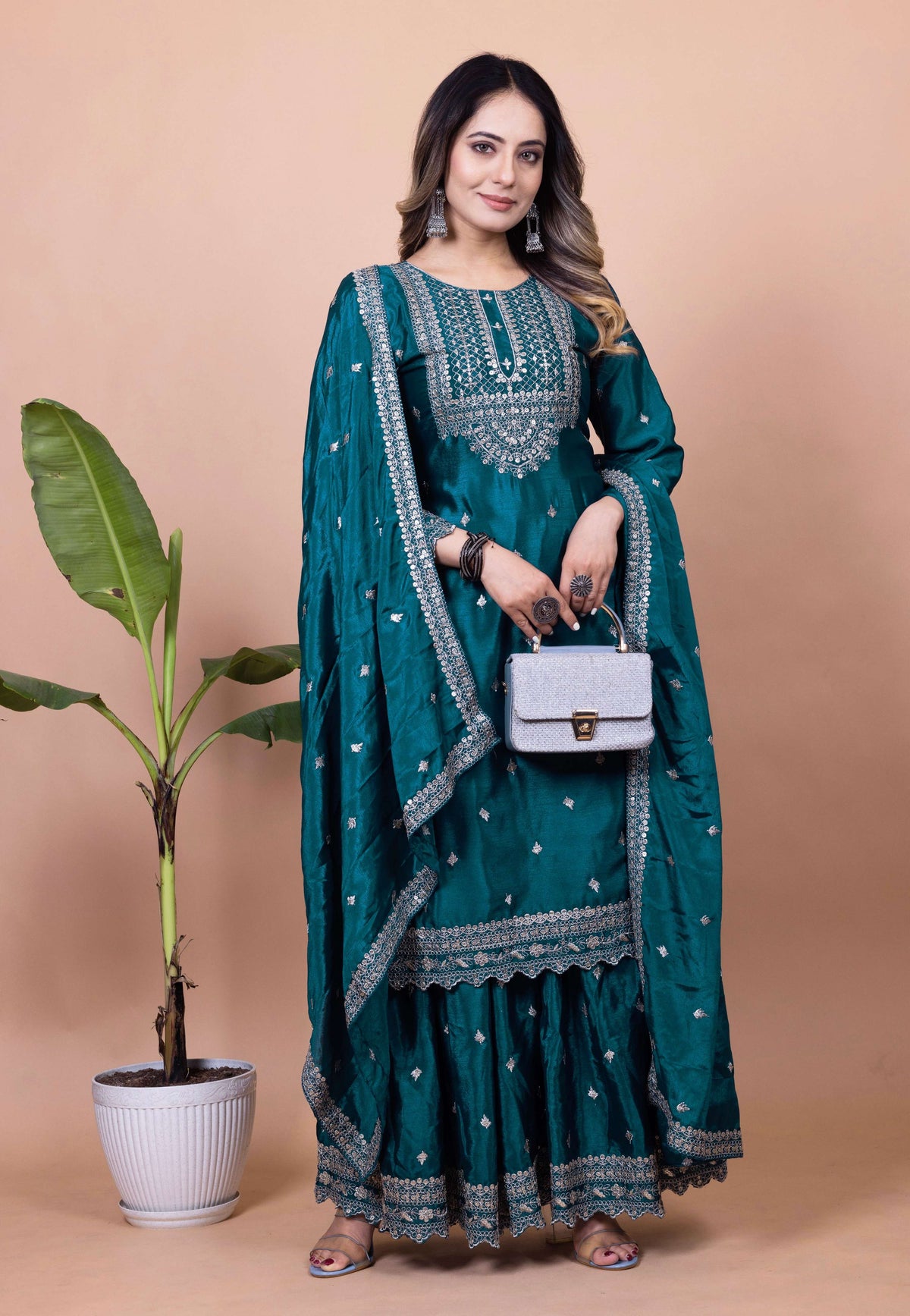 Lehenga Mart Designer Sharara Suit for women - Teal