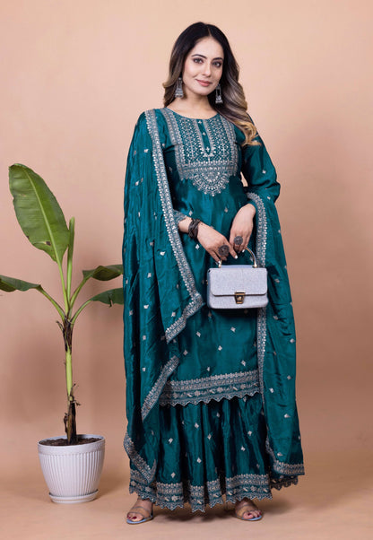 Lehenga Mart Designer Sharara Suit for women - Teal