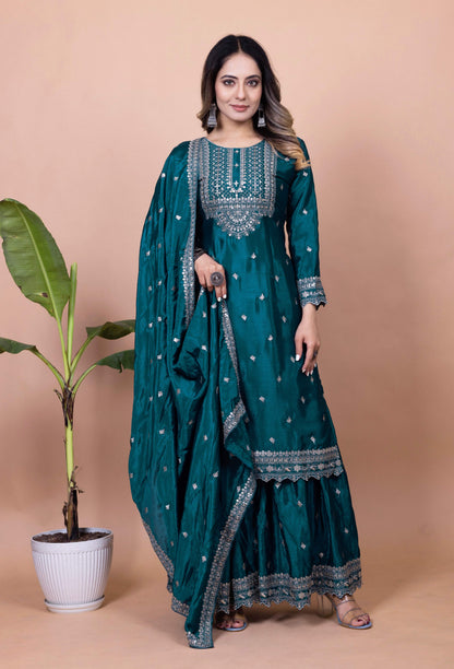 Lehenga Mart Designer Sharara Suit for women - Teal