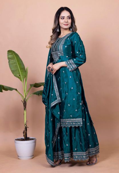 Lehenga Mart Designer Sharara Suit for women - Teal