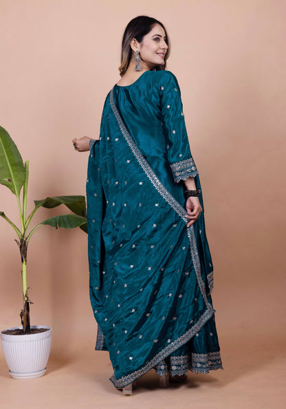 Lehenga Mart Designer Sharara Suit for women - Teal