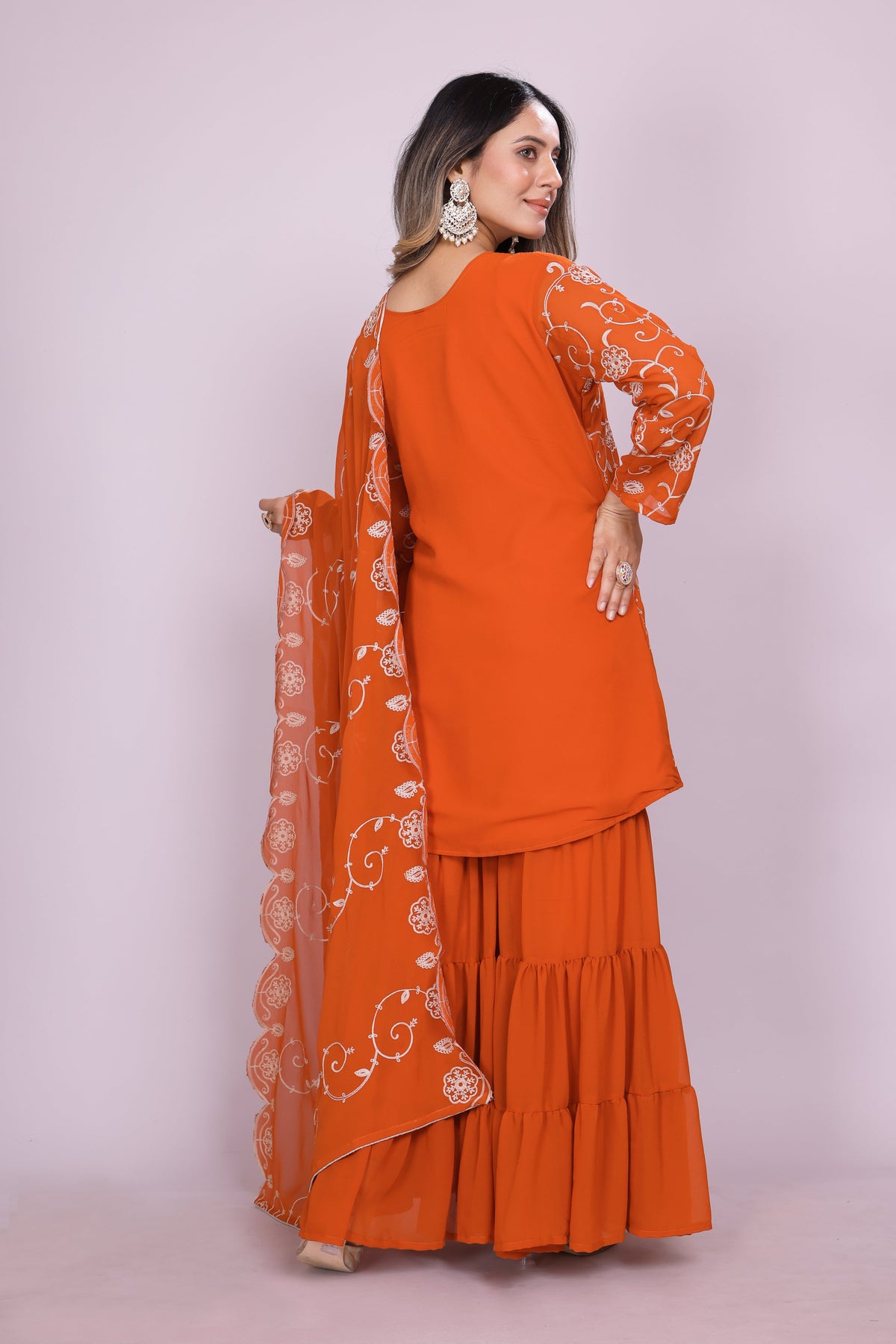 Lehenga Mart Designer Sharara Suit for women - Orange