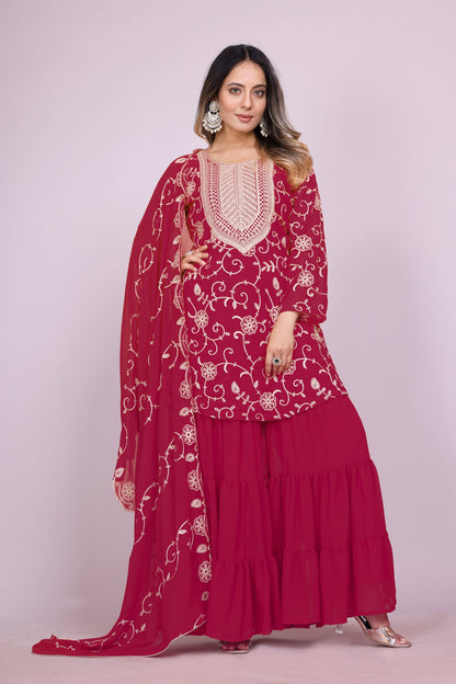 Lehenga Mart Designer Sharara Suit for women - Pink