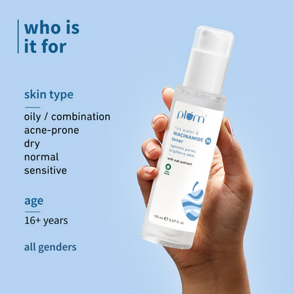 Plum 3% Niacinamide & Rice Water Face Toner - Reduces Pores & Blemishes For Bright Skin