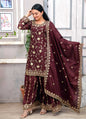 Lehenga Mart Designer Chinon Sharara Suit With Sequence Embroidered Work - Brown
