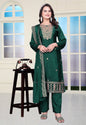 Lehenga Mart Designer Chinon Sharara Suit With Coding Sequence Embroidered Work - Green