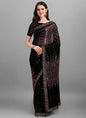 Vegaa Fashion Purple Heavy Georgette Sequence Embroidery Saree