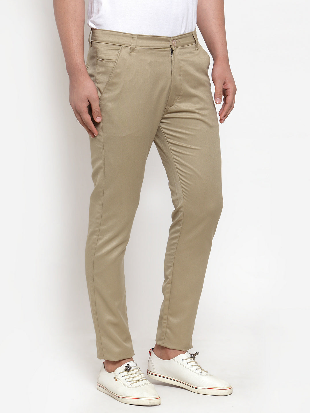 Jainish Men Beige Slim Fit Formal Trousers ( FGP 253Beigexxx )