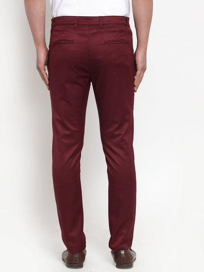 Jainish Men's Maroon Solid Formal Trousers ( FGP 253Maroon )