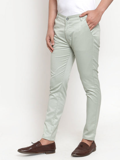 Jainish Men's Green Solid Formal Trousers ( FGP 253Pista )