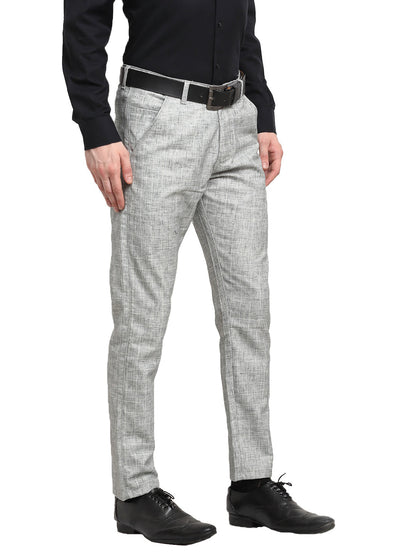 Jainish Men's Grey Cotton Solid Formal Trousers ( FGP 268Grey )