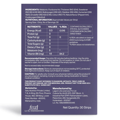 Setu Sleep Restore Plant Based Melatonin - Tasty Mint Flavor