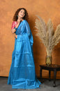 Very Much Indian Fusion Cotton Tissue Shimmer Saree - Light Blue
