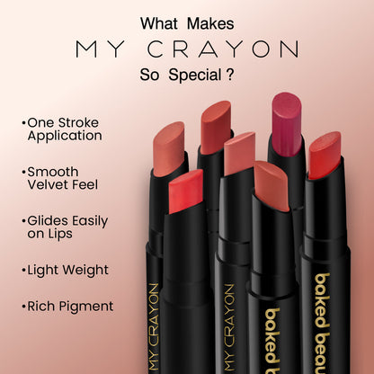 Baked Beauty My Crayon Brownie Bite Matte Lip Cream Lipsticks (Set of 3)