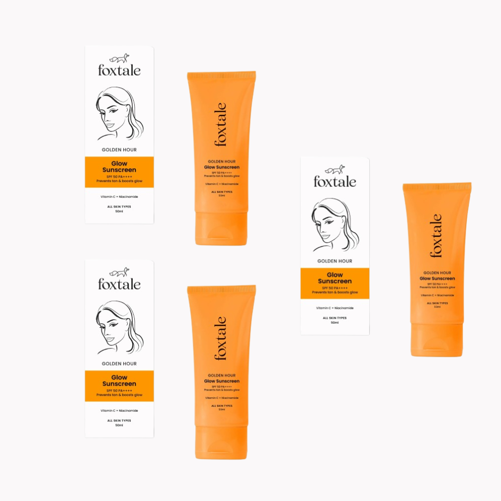 Foxtale Glow Sunscreen SPF 50 PA++++ Lightweight With Vitamin C And Niacinamide For a Dewy Glow, UVA And UVB Filters Prevents Tan