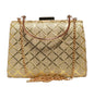 Joban Fashion Beige Gota Patti Fabric Clutch - Golden