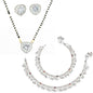 AanyaCentric Gold-Polished Mangalsutra Pendant Earring Set & Silver Plated Anklet