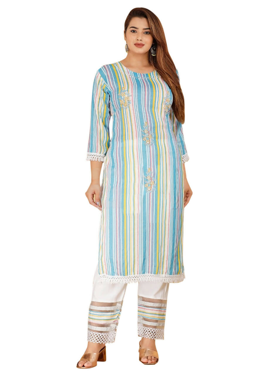 Vamika Embroidery Rayon Multicolor Party Wear/Casual Wear Kurta Set/Suit