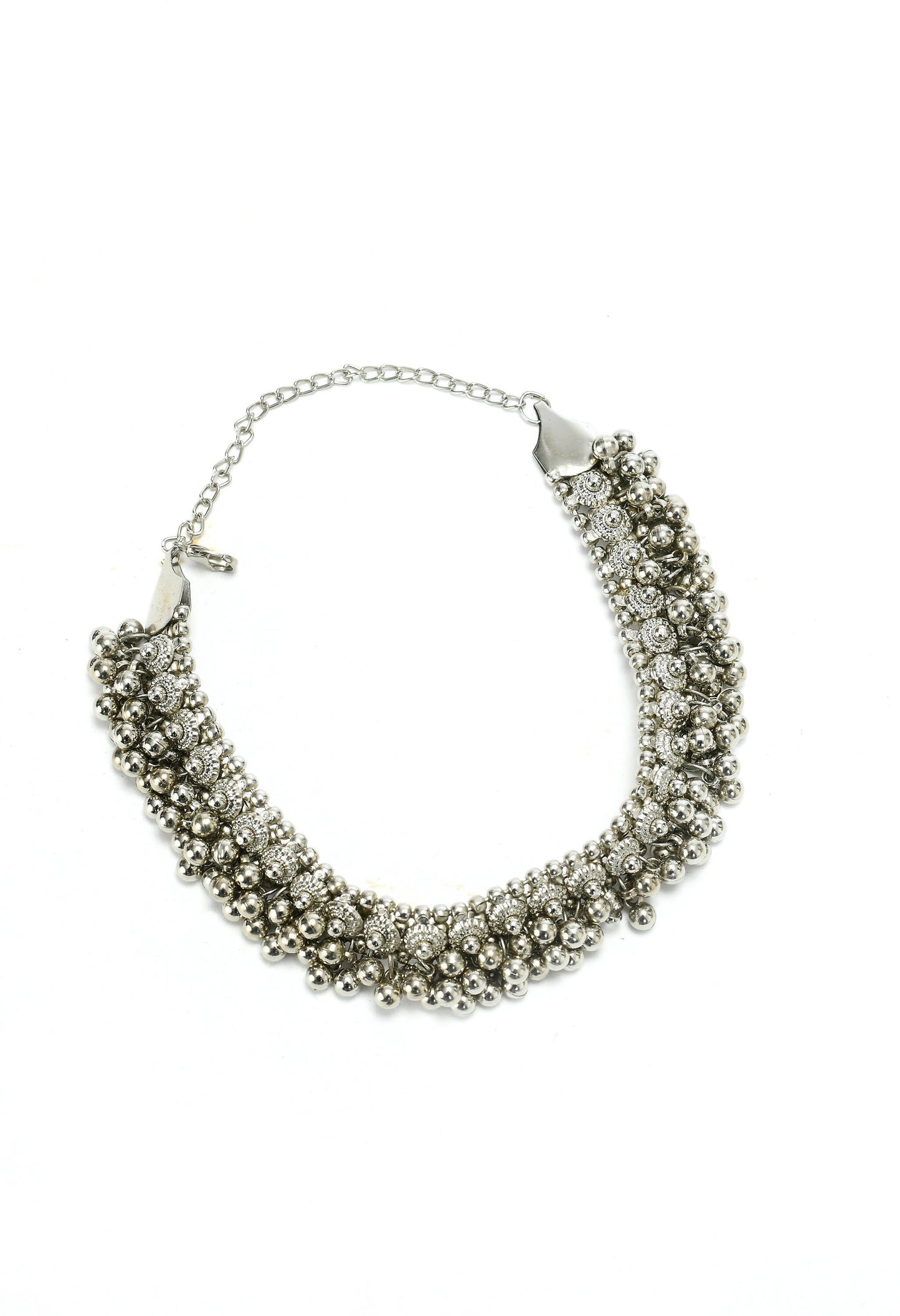 Mominos Fashion Johar Kamal Silver-Plated Brass Finish Ghungroo Work Choker For Women