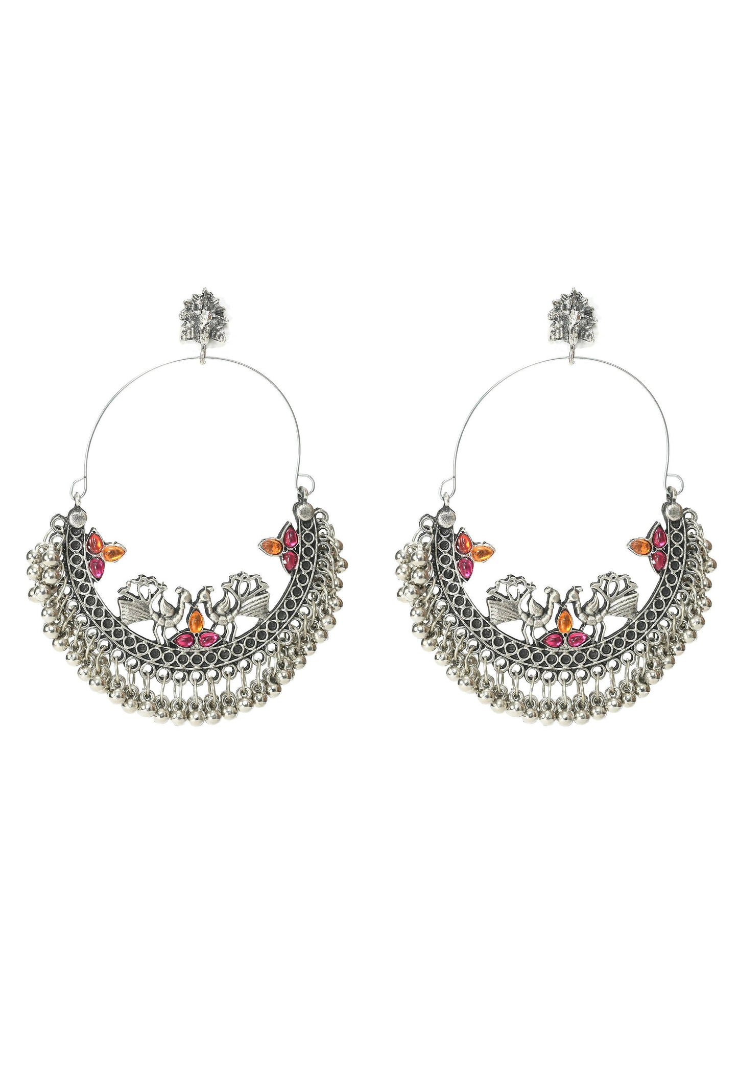Mominos Fashion Johar Kamal Peacock Design Chandbali Earrings