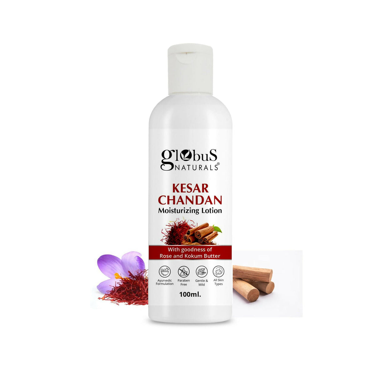 Globus Naturals Kesar Chandan Moisturizing Body Lotion For Silky Soft, Smooth, Radiant Skin, All Skin Types