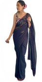 Vamika Embroidery Navy Blue Georgette Bollywood Saree