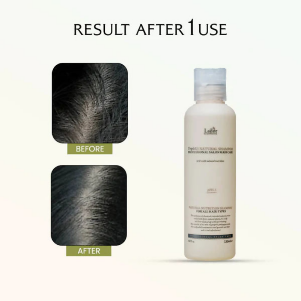 La'dor Triple Natural Shampoo - Hypoallergenic, Vegan, Mild Formula for Sensitive Scalp & Dry Hair