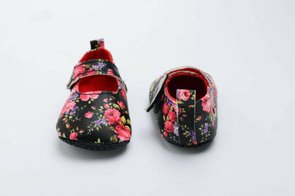 Tiny Bugs Girls Flowral Print Infants Booties - Black