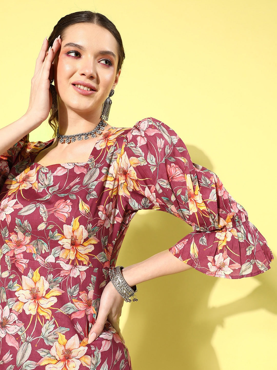Yufta Floral Cotton Midi Dress