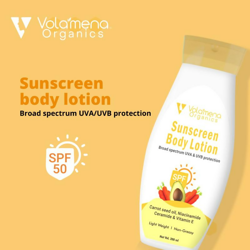 Volamena Sunscreen Body Lotion With Carrot Seed Oil Protects From UVA & UVB