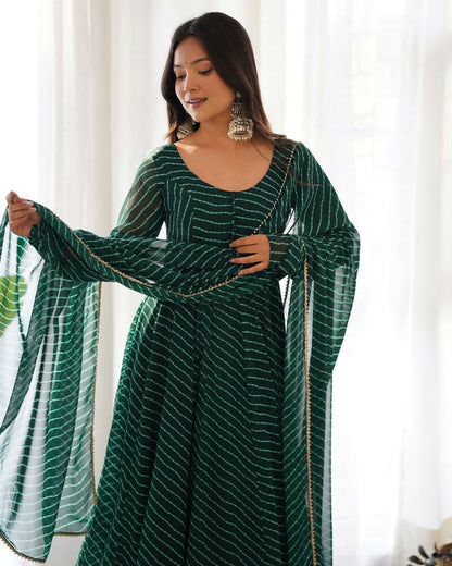 Joban Fashion Green Kurta Set Georgette Sequence Embroidery Work