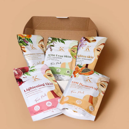 Kimayra Skin Care Combo Powder (Pomegranate + Beetroot, Neem + Tulsi, Orange + Papaya, Turmeric + Orange, Sandalwood + Saffron)