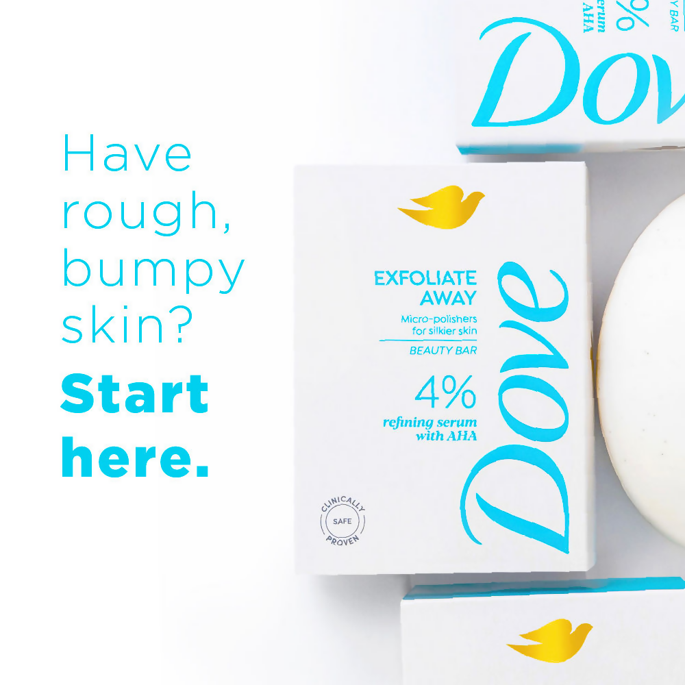 Dove Exfoliate Away Serum Beauty Bar with 4% Refining Serum + AHA