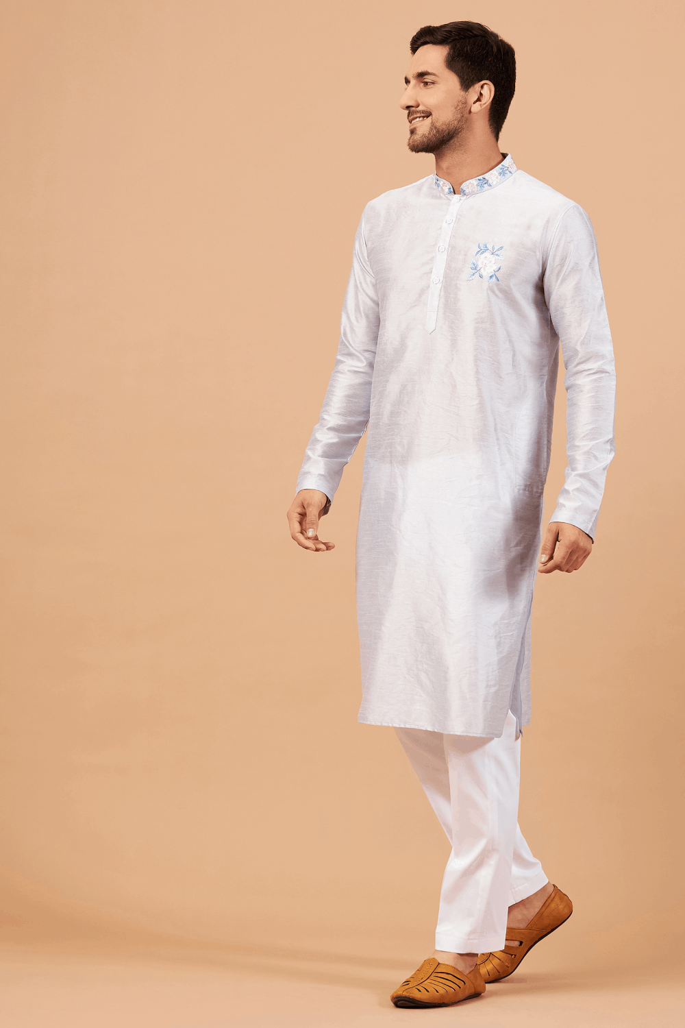Manatee Basik Kurta Cadet Grey Coloured by Hilo Design