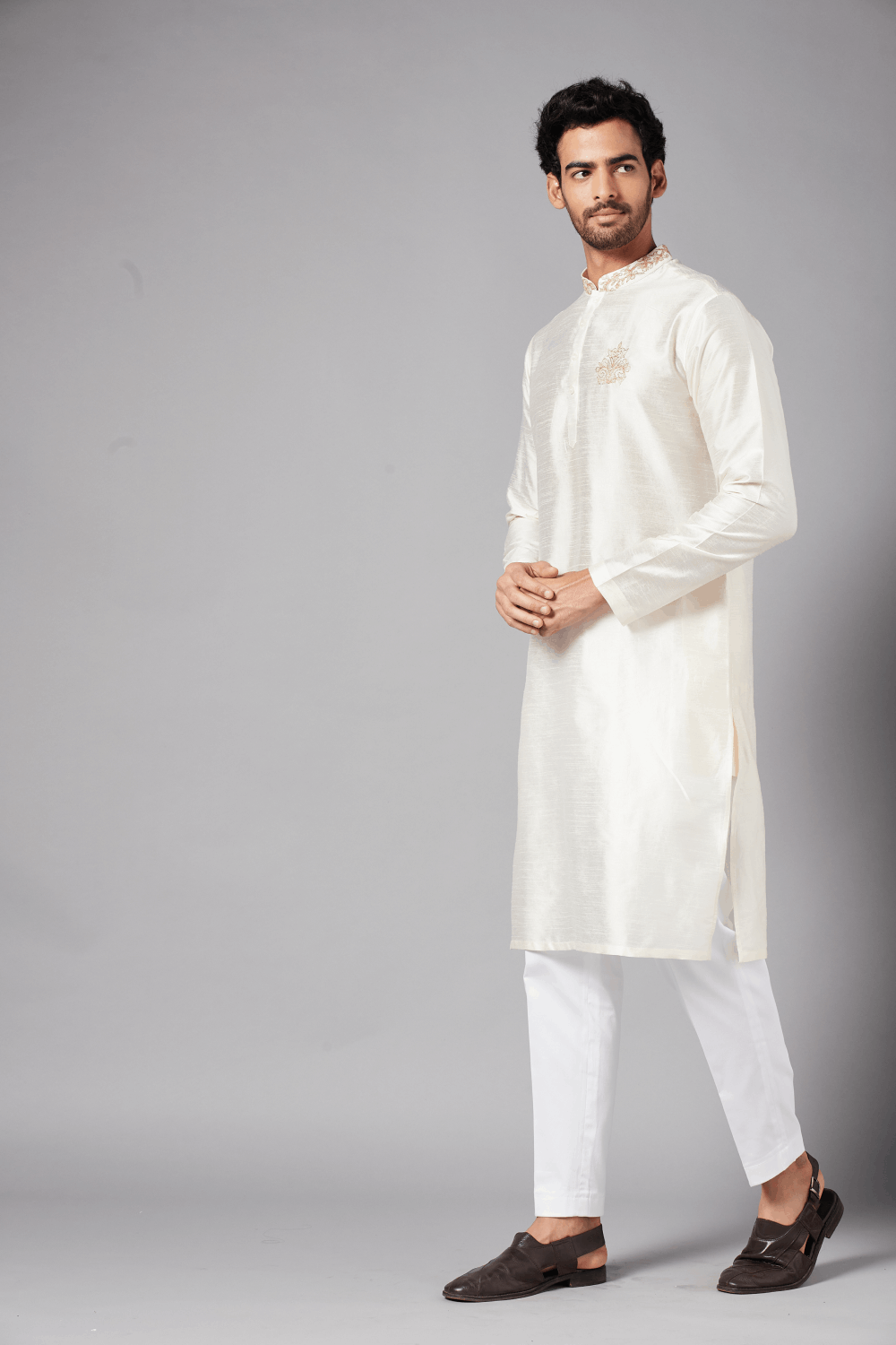 Ecru Basik Kurta by Hilo Design