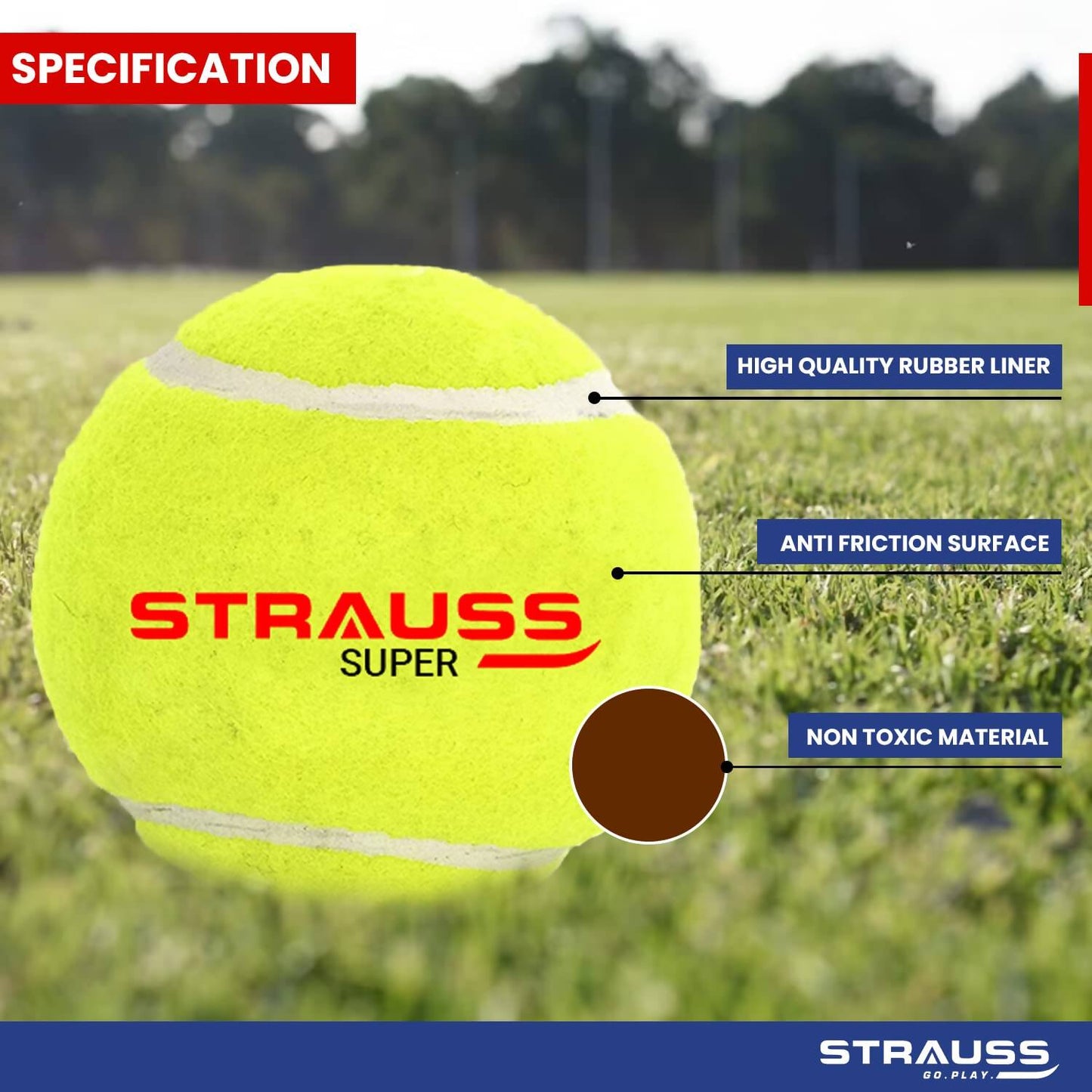 Strauss Cricket Tennis Balls - Yellow (Pack of 6)