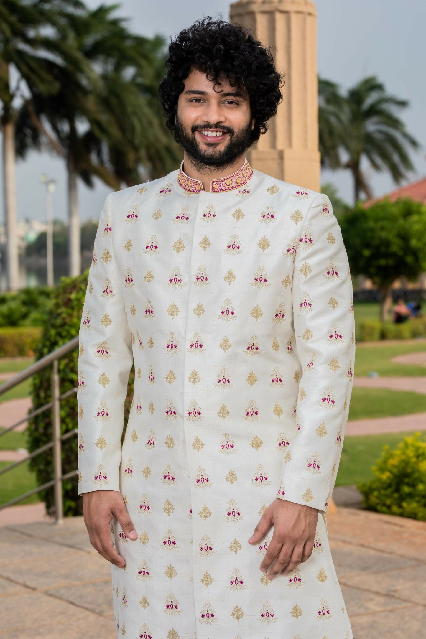 Irenic White Sherwani Set by Hilo Design