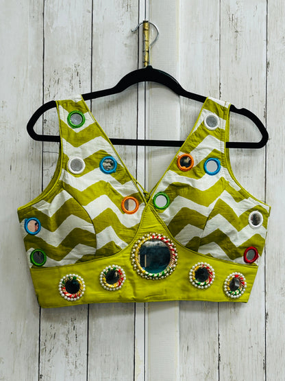Cotton mirror work blouse
