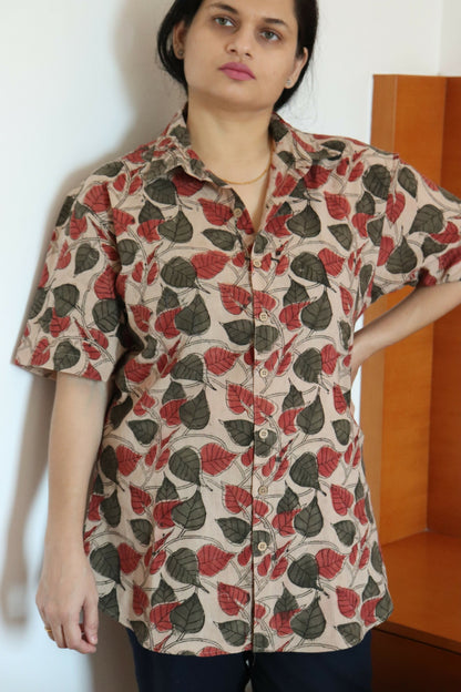 Earthyweaves Brown Kalamkari Cotton Shirt for Men & Women