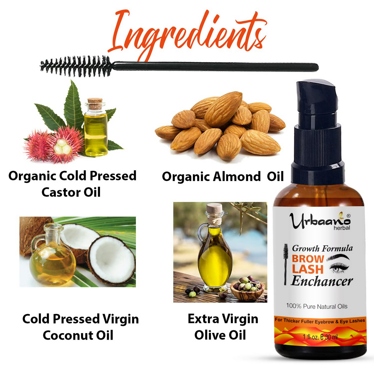 Urbaano Herbal Premium Eyebrow & Eyelash Growth Serum Oil