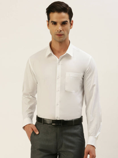 Ramraj Cotton Mens Full Sleeve Formal 100 % Cotton White Shirt