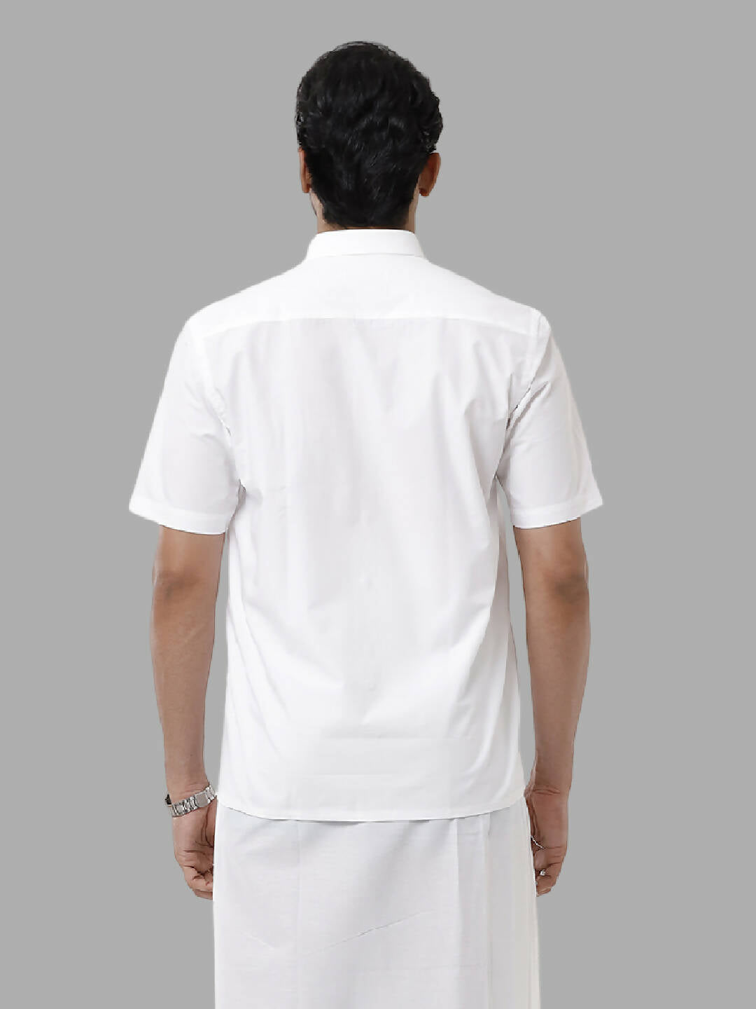 Ramraj Cotton Mens Half Sleeve Formal Poly Cotton White Shirt
