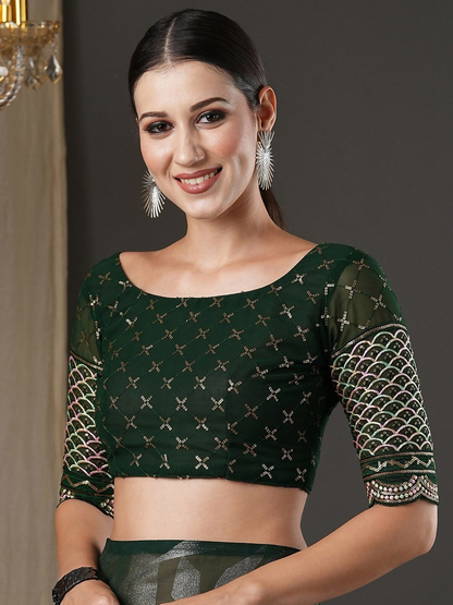 Saree Mall Green Abstract Printed Pure Georgette Saree
