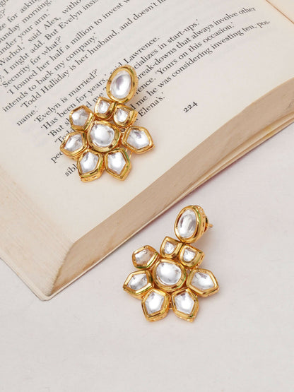 Kundan Earrings (Gold) - Ruby Raang