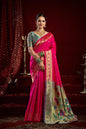 Joban Fashion Pink Paithani Silk Blend Butti Saree