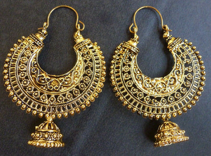 Gold-Polished Alloy Golden Round Hoop Style Earrings - The Pari